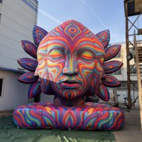 Modèle de ballon gonflable en forme de visage pour la décoration de fond de scène, sculptures de visage gonflables personnalisées pour l'affichage en parc