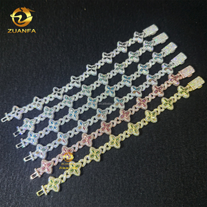 Venta al por mayor Nuevo diseño 15mm Marquesa Flor Diseño Hip Hop Joyería Iced Out Moissanite Diamond Infinity Cuban Link Pulsera Hombres - Product Image 5
