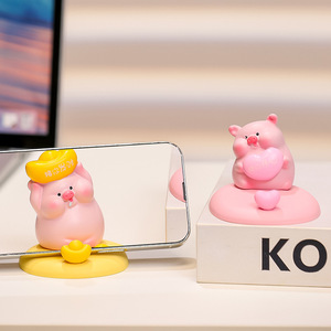 Soporte para teléfono con forma de cerdito, de resina, antideslizante, adorno de escritorio para decoración de oficina - Product Image 1