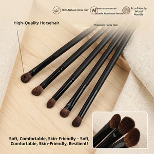 5pcs <b>Eye</b> Makeup Brush Set Animal Hair Wooden Handle Eyeshadow Blending Professional Cosmetic Kit Customizable OEM Wholesale - Product Image 4