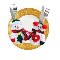 Décorations de table de Noël, pochettes à couverts bonhomme de neige, supports créatifs pour couverts de table, housses à couverts bonhomme de neige de Noël