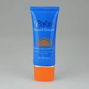 OEM 40ml lightness sun block whitening lotion cream tube empty cosmetic packaging tube flat oval tube