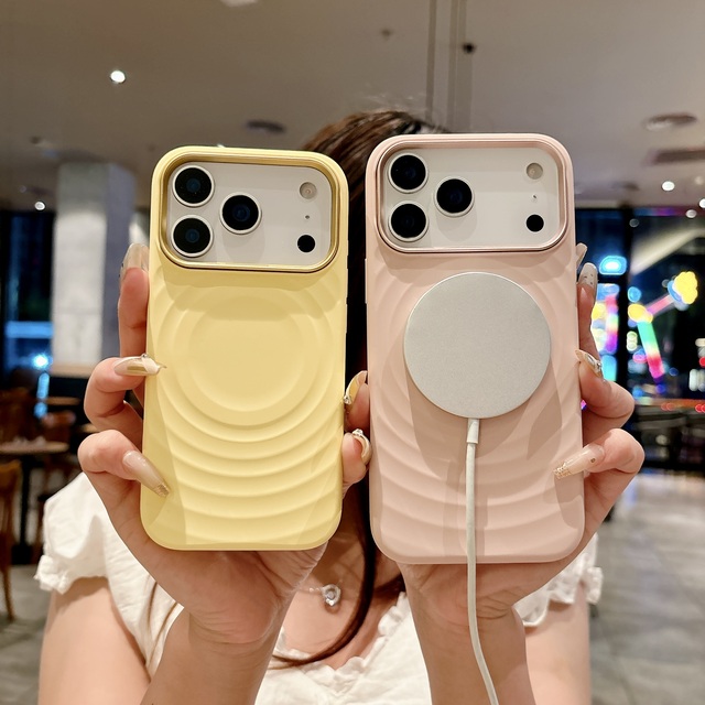 Cute Macaron 3D Corrugated Silicone Magnetic Phone Case Ins Style Wireless Charge Anti-Fingerprint for for 17 Pro Max/Air