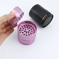 Rose 63*74mm à l'épreuve des enfants verrouillé Premium 5 pièces accessoires pour fumer du tabac en aluminium broyeurs d'herbes