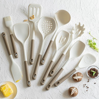 Ensemble d'ustensiles de cuisine en silicone personnalisé de 10 pièces, sans BPA, résistant à la chaleur, spatule et cuillère en silicone