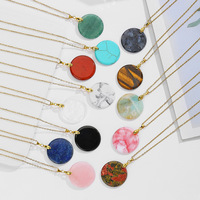 Nouveau collier pendentif rond en cristal naturel, pierre œil de tigre rose, simple, élégant, haut de gamme, collier pendentif de la paix, bijoux