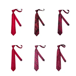 厂家直销定制设计红色男士真丝领带批发新郎红色领带结婚领带