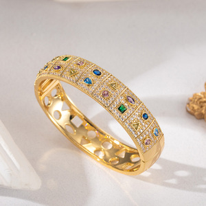 Geometric Enamel <b>Bangle</b> Gold And <b>Silver</b> Zinc Alloy Micro Insert Women's Jewelry Gift Fashion <b>Bracelet</b> - Product Image 3