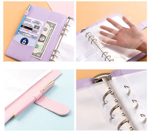 100 Enveloppe <span class=keywords><strong>Challenge</strong></span> A5 Livre à main en cuir PU 100 feuilles Livre de budget financier à feuilles mobiles Macaron Plan mensuel hebdomadaire - Product Image 5