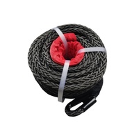 ARCTICSUN Câble de treuil synthétique UHMWPE 10.5mm * 25m Noir Rouge Rock Heat Guard Compatible ATV UTV 4x4 Car Truck Winch Cable 1 Year