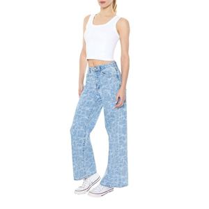 Nouveaux jeans à jambes larges pour femmes, imprimés à l'eau, 100% coton, jeans boyfriend pour femmes - Product Image 2