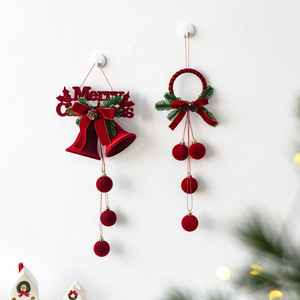 Wholesale Flocked <b>Christmas</b> <b>Decoration</b> Set Wine Red Velvet Hanging Bells for Commercial Xmas Tree Display Party <b>Supplies</b> - Product Image 2
