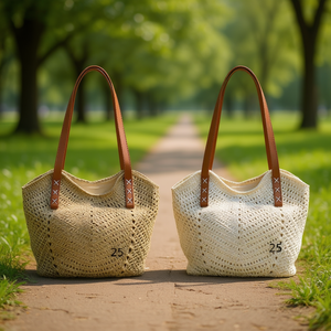 Borsa a Tracolla in Corda di Cotone 30x32Cm Intrecciata per Uso Casual Femminile - Product Image 2