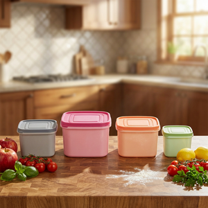 Plastic Food Storage Containers Square Freezer Meal Trays Lock Lid Large Capacity Set <b>Kitchen</b> <b>Pantry</b> Organizer - Product Image 4