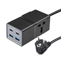Chargeur de bureau multi-ports 40W avec station de charge USB-C PD, prises USB-A et AC, cordon AC pliable pour ordinateur portable, maison, bureau, voyage