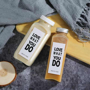 Logotipo personalizado 16oz Vacío Cuadrado Jugo leche Té Glassv Botella Con Tapas - Product Image 5