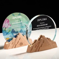 Trophée en cristal Médaille en bois massif personnalisée Creative Custom Outstanding Staff Team Award Anniversaire Retraite Souvenir