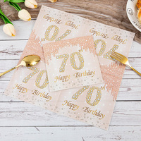 Serviettes en papier carrées décoratives en pâte de bois vierge avec numéros estampés à l'or pour les fêtes d'anniversaire, les événements de restauration et l'utilisation en intérieur