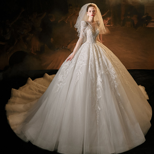 Jancember LSMX023 Elegant Ladies V-neck Women's Party Ball Gown <b>Wedding</b> <b>Dresses</b> - Product Image 4