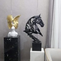 Sculpture de tête de cheval creuse en fonte de marbre, ornement pour salon, entrée, hôtel, décoration intérieure