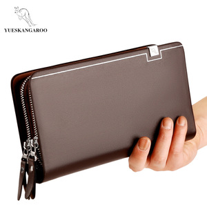 Borsa da uomo di marca YUESKANGAROO borsa da uomo alla moda borsa lunga a doppia cerniera portafoglio Business nero marrone Casual da uomo a portata di mano - Product Image 1