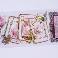 Custom Design Pink Red Flower und Butterfly Collection Glänzendes PET-Band für DIY-Tagebuch dekorationen