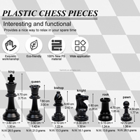 Pièces d'échecs personnalisées en PS, hauteur du roi 3,75 pouces (97 mm), pièces d'échecs de tournoi