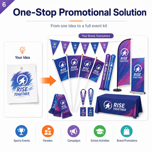 Bandera de Mano Personalizada para Eventos, Bandera Ligera con Palo para Agitar, Impresión a Todo Color, Doble Cara, para Desfiles Deportivos, Festivales, Venta al Por Mayor - Product Image 6