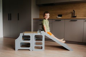 Zzm Europe 3 en 1 Transformable Modern & Farmhouse Torre de cocina de madera Tobogán Diseño de cama plegable para dormitorio de niños - Product Image 5