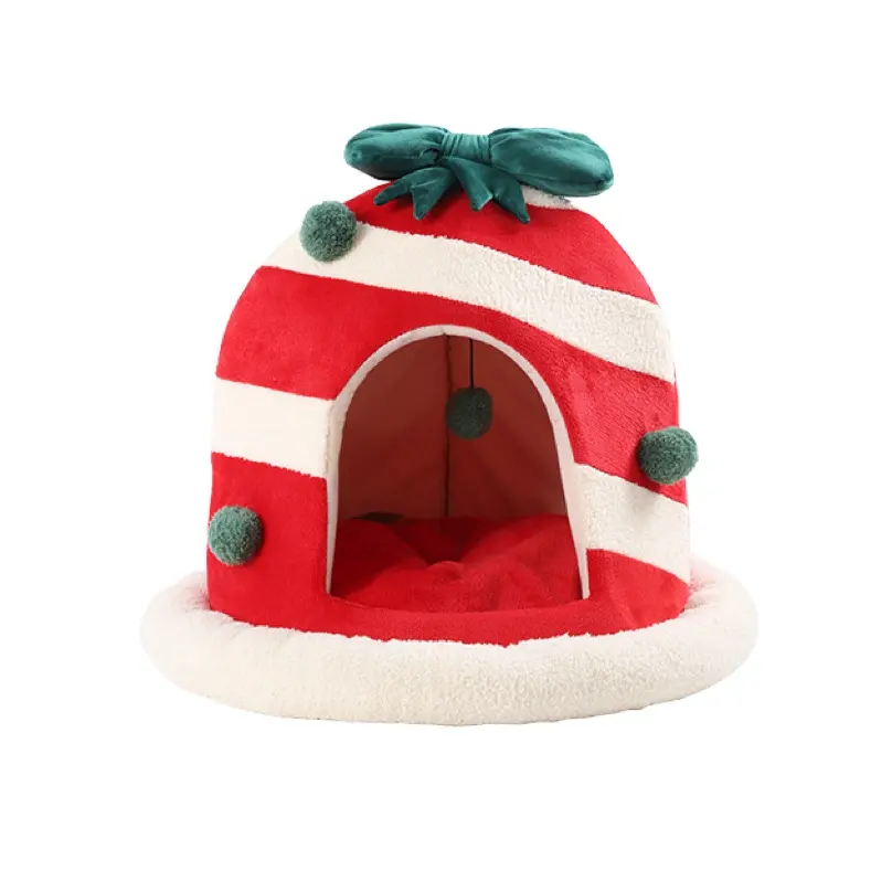 Handmade High Quality Eco-Friendly Pet House Luxury Santa Design Cat Cave And Dog Bed Warm And Cozy Cat Bed For Home