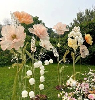 E287 Groothandel Grote Grote Gigantische Zijden Papaver Rose Lotusstandaard Set Echte Aanraking Kunstmatige Staande Gigantische Bloem Voor Bruiloftsevenement