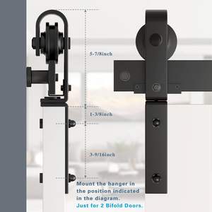 DonYoung Kit perangkat keras pintu gudang, tugas berat 36 lipat dua rol terpasang samping geser halus untuk pintu lipat ganda 16" - Product Image 2