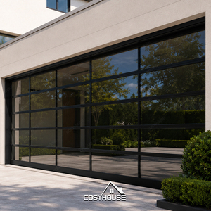 Porte de garage sectionnelle moderne avec miroir, cadre en aluminium, porte de garage en verre pour villa - Product Image 6