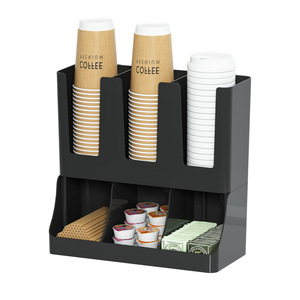 Black Acrylic Cup Holder 2 Tier For Coffee Tea Shops Wall Mount Drink Dispenser Storage Organizer Kitchen Countertop Use - Product Image 1