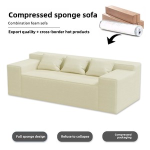 Divano Minimalista Italiano a Tre Posti in Tessuto, Senza Telaio, Completamente Imbottito in Spugna, Personalizzabile, Compresso per Spedizione Internazionale, per Soggiorno - Product Image 2