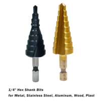 Jeu de forets coniques Vulcan, 4-32 mm, revêtement TiN, queue à trois pans, HSS, pour tôles fines, tubes en aluminium, bois, bricolage