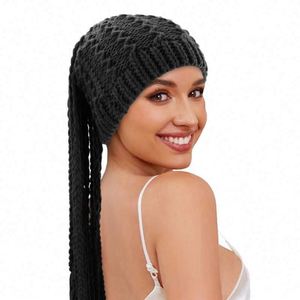 Fashion Design Women <b>Winter</b> Knitted <b>Hat</b> with Pigtail Accessories Handmade High Quality Digital Printing Common Fabric - Product Image 1