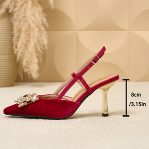 <span class=keywords><strong>Scarpe</strong></span> da Sposa da <span class=keywords><strong>Donna</strong></span> in <span class=keywords><strong>Velluto</strong></span> con Tacco Alto e Strass, Punta Affusolata, 8 cm, per Eventi Serali - Product Image 6