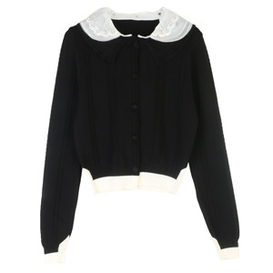 Nuovi 2025 autunno vendita calda cardigan neri maglieria di alta qualità da donna bianco Peter Pan colletto a manica lunga maglioni <span class=keywords><strong>Basic</strong></span> Casual - Product Image 1