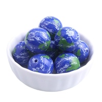 20mm yeni Gumball mavi katı baskı toprak boncuk takı kolye yapımı için akrilik tıknaz boncuk