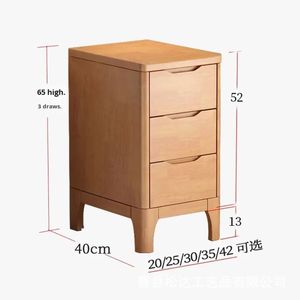 Mesita de noche de madera, mesita de noche creativa para dormitorio, mueble de almacenamiento multifuncional de madera maciza de tres niveles - Product Image 2