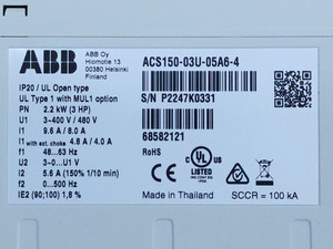 ACS150-03U-05A6-4 ACS15003U05A64 ความถี่ 2.2 กิโลวัตต์ 380-480 โวลต์ สำหรับ PLC - Product Image 4