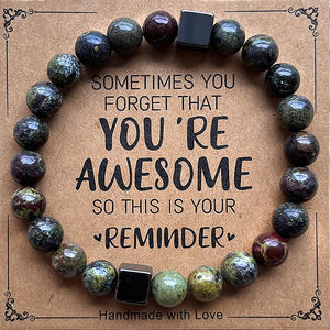 You Are Awesome Pulseras inspiradoras para mujeres Hombres 8mm Piedra natural Healing Relief Pulseras con cuentas Pulseras para regalo - Product Image 2
