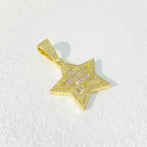 Echter U Hip Hop Schmuck Iced out VVS Moissan ite Diamond Star Anhänger Halskette für Männer Sterling Silber Moissan ite Halsketten