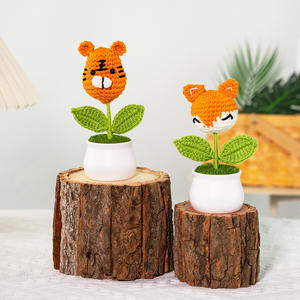 Venta caliente cabezas <span class=keywords><strong>de</strong></span> flores <span class=keywords><strong>de</strong></span> animales simulados lana hecha a mano plantas en maceta <span class=keywords><strong>de</strong></span> ganchillo decoración <span class=keywords><strong>de</strong></span> escritorio Linda - Product Image 4