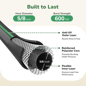 Садовый шланг 5/8 "100 футов, менее извилистый сверхмощный шланг для воды, прочный и гибкий шланг для наружного использования, для мытья автомобилей, для купания домашних животных - Product Image 2