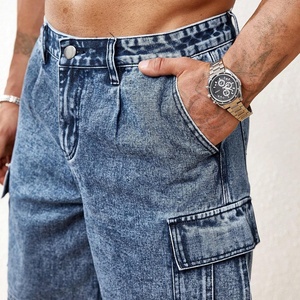 Cầu Vồng Phun Chất Lượng Cao Người Đàn Ông Của Cổ Điển Rửa Quá Khổ Hàng Hóa Denim Quần <span class=keywords><strong>Short</strong></span> Đồng Bằng Quần <span class=keywords><strong>Short</strong></span> Kỳ Nghỉ Baggy Denim Quần <span class=keywords><strong>Short</strong></span> Cho Nam Giới - Product Image 2