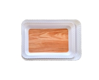 Imprimé personnalisé t incassable rectangle ovale profond nouveau plateau de service en plastique au design bois avec poignées