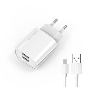 KINGLEEN Fireproof Universal Oem Wall Smart Adapter Usb Charger Fast Charging Pc <span class=keywords><strong>Agent</strong></span> Preço Eu Plug 2 Double Usb Output 2.1A - Product Image 4