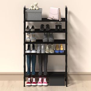 ชั้นวางรองเท้าแบบเรียบง่ายหลายชั้น 5 ชั้น แบบตั้งพื้น ป้องกันฝุ่น สำหรับใช้ในบ้าน หอพัก อพาร์ตเมนต์ - Product Image 3